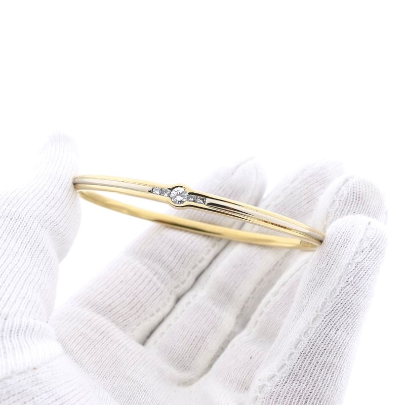 Afbeelding 9 van Bicolor gouden slavenarmband met diamanten; Maat M/L
