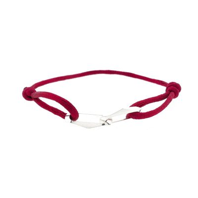 Image 1 of Forever Knots® Handmade Bordeaux Satin Bracelet with Silver Link
