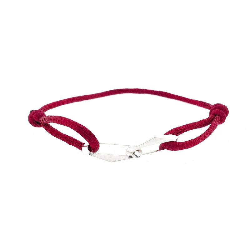 Image 1 of Forever Knots® Handmade Bordeaux Satin Bracelet with Silver Link
