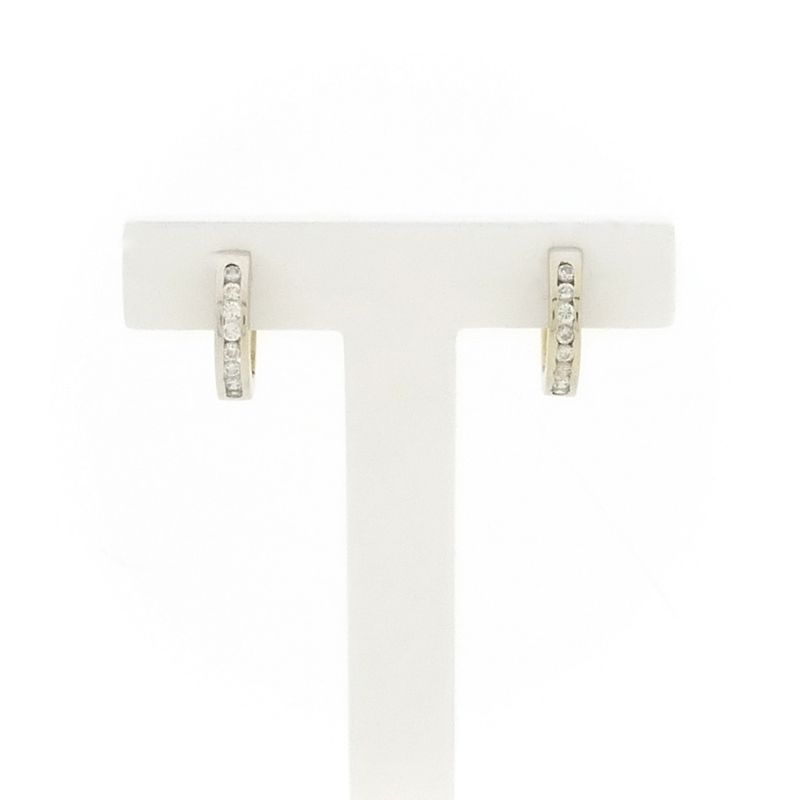 Image 1 of Two-tone gold hoop earrings with zirconia; Ø 15.1 mm
