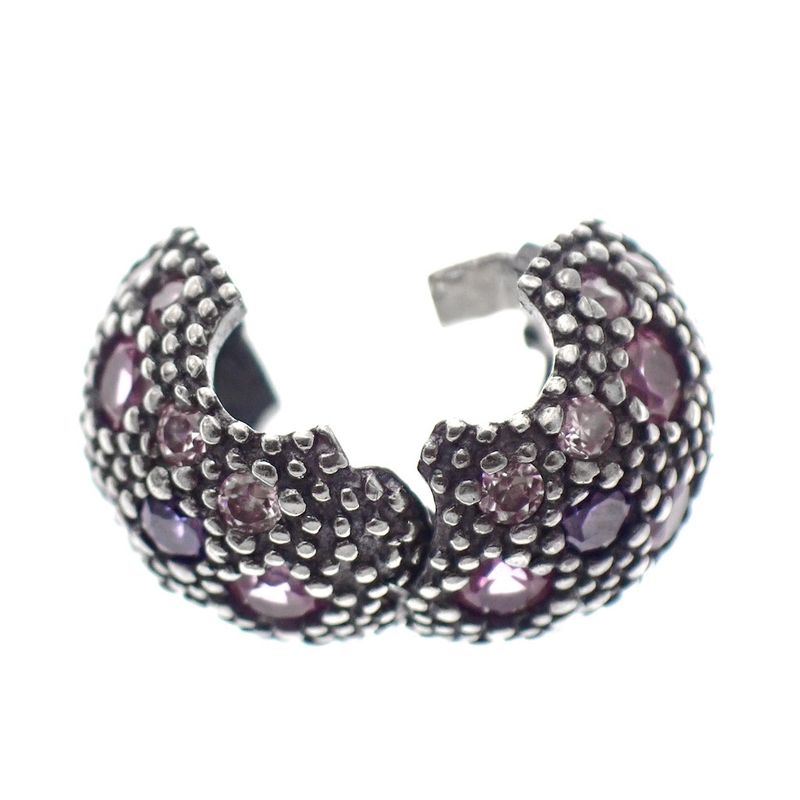 Image 4 of Pandora clip charm; Silver; Fancy Purple Cosmic Stars