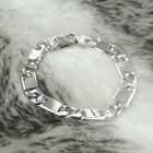 Image 2 of Silver wide bracelet with closed figaro links | 21.5 cm