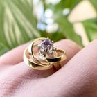 Image 8 of Golden artistic ring with amethyst and diamond | 0.12 ct.