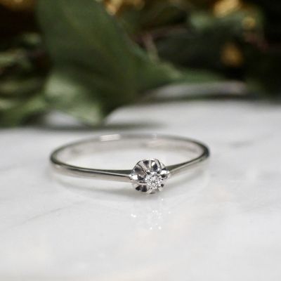 White gold solitaire ring with 0.03 ct diamond. Image 2 of White gold solitaire ring with 0.03 ct diamond.