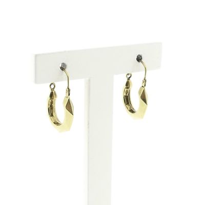Image 1 of Gold faceted hoop earrings | Ø 15 mm