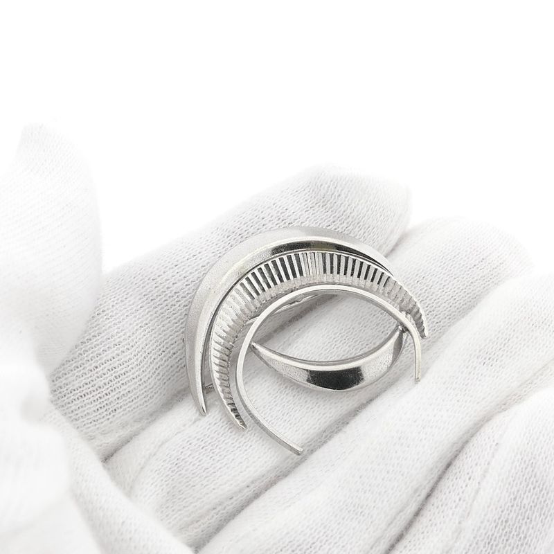 Image 8 of Silver Crescent Moon-Shaped Brooch