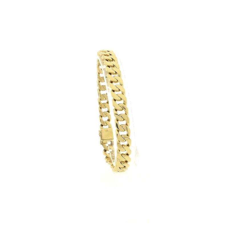 Image 1 of 18K gold flat gourmet link bracelet | 22 cm