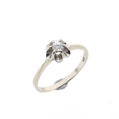 Afbeelding 1 van Witgouden solitairring met diamant; 0,10 ct.