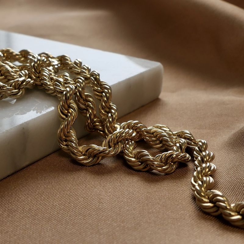 Image 2 of Gold twisted link necklace