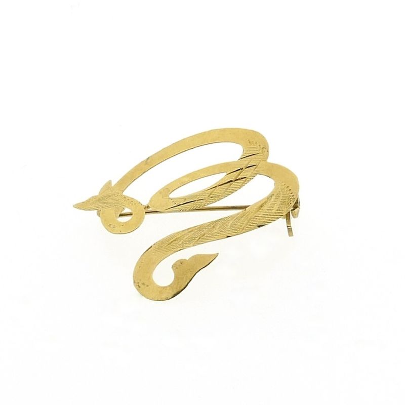 Image 4 of Vintage gold brooch; Letter W