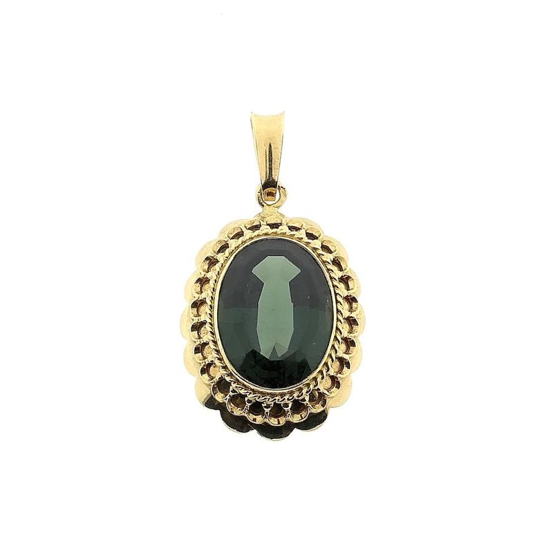 Image 1 of Gold pendant with green tourmaline