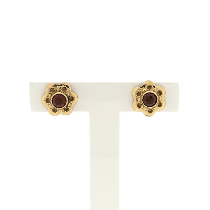 Image 1 of Gold stud earrings with carnelian