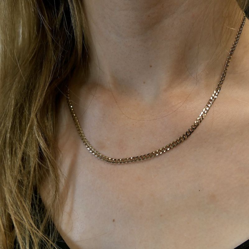 Image 9 of Gold flat gourmet link chain | 50 cm
