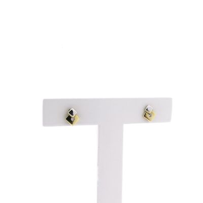 Image 1 of Bicolor gold stud earrings with zirconia