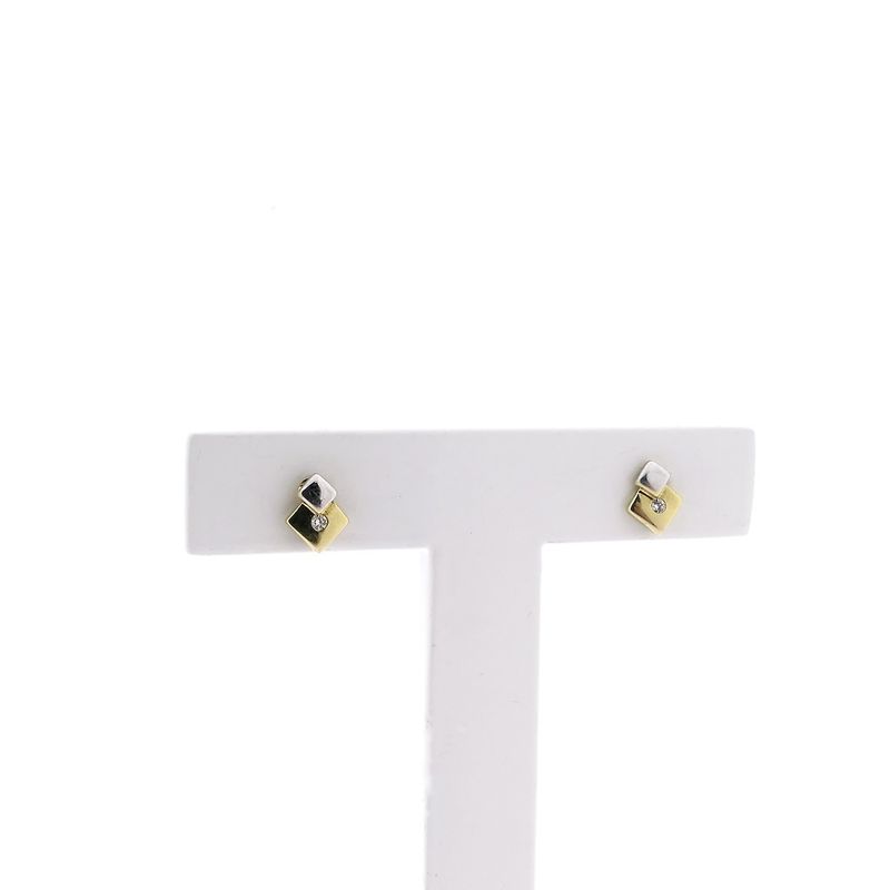 Image 1 of Bicolor gold stud earrings with zirconia
