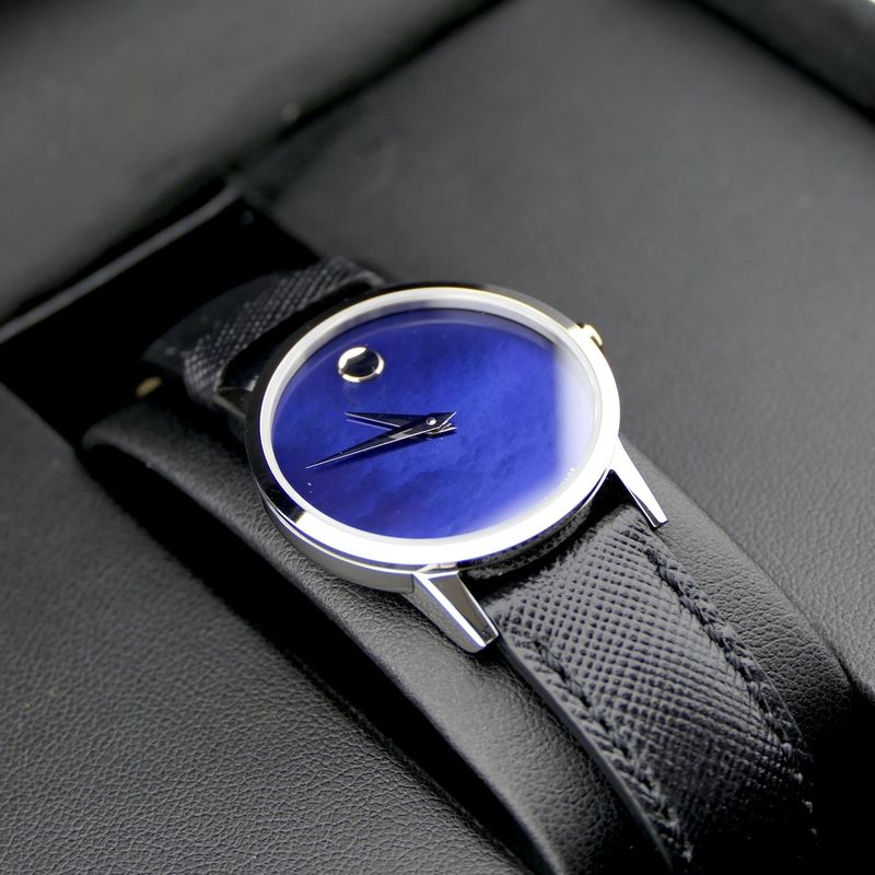 Image 16 of Movado Museum Classic; Steel women's watch with blue 'Mother of Pearl' dial; 0607422