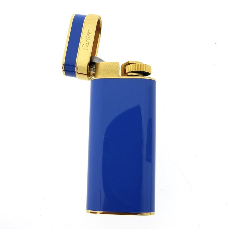 Image 7 of Vintage Cartier 'must de Cartier' Lighter/Briquets - Blue Lacquer - Includes original box and papers