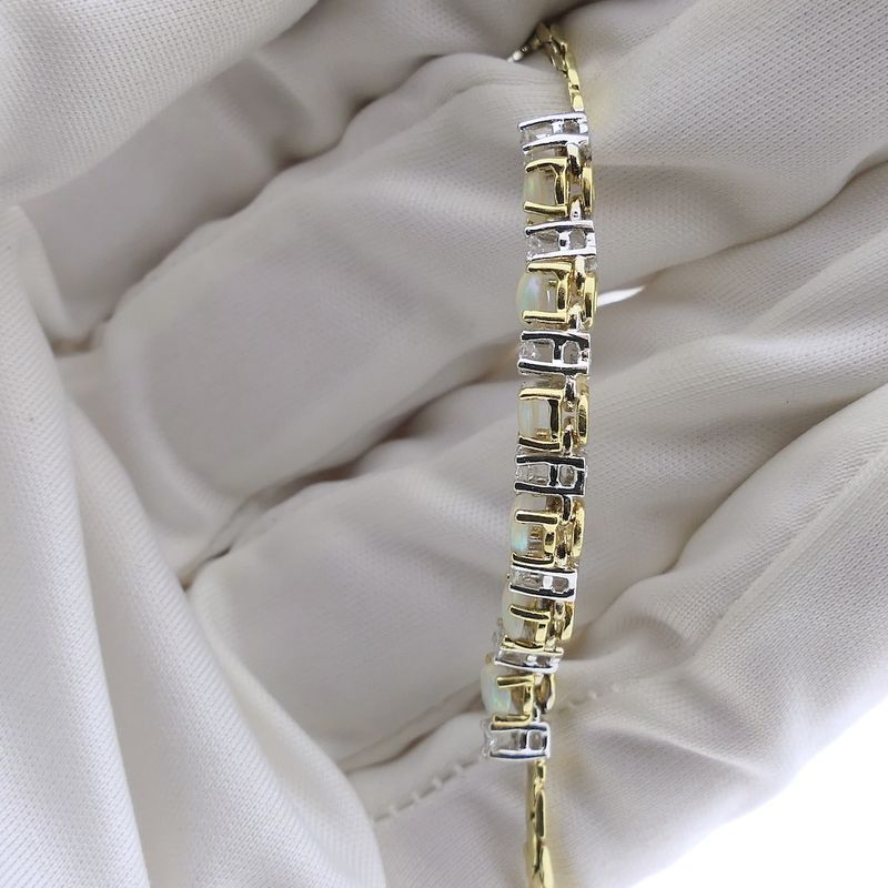 Image 6 of Gold necklace with fixed pendant of opal and diamond 0.28 ct.