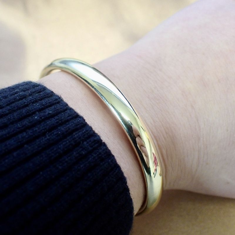 Image 2 of Gold smooth slave bracelet; Size M/L