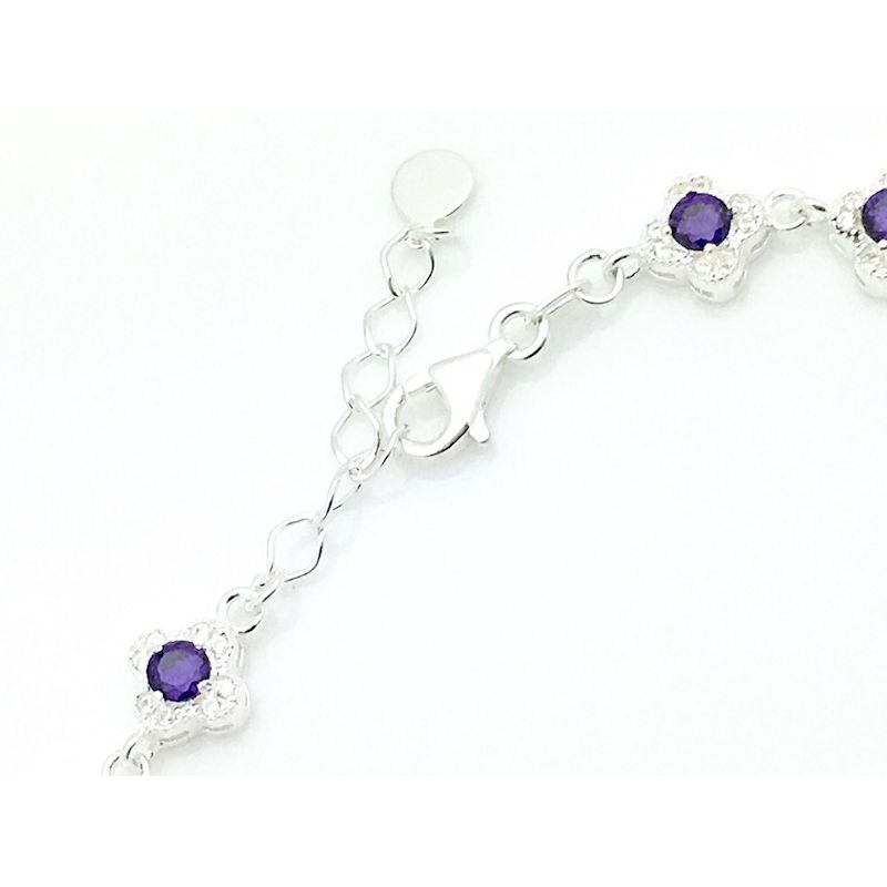 Image 4 of Silver bracelet set with white and purple zirconia