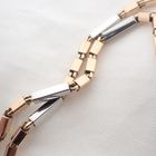 Image 7 of Two-tone gold checkered link necklace | 45 cm