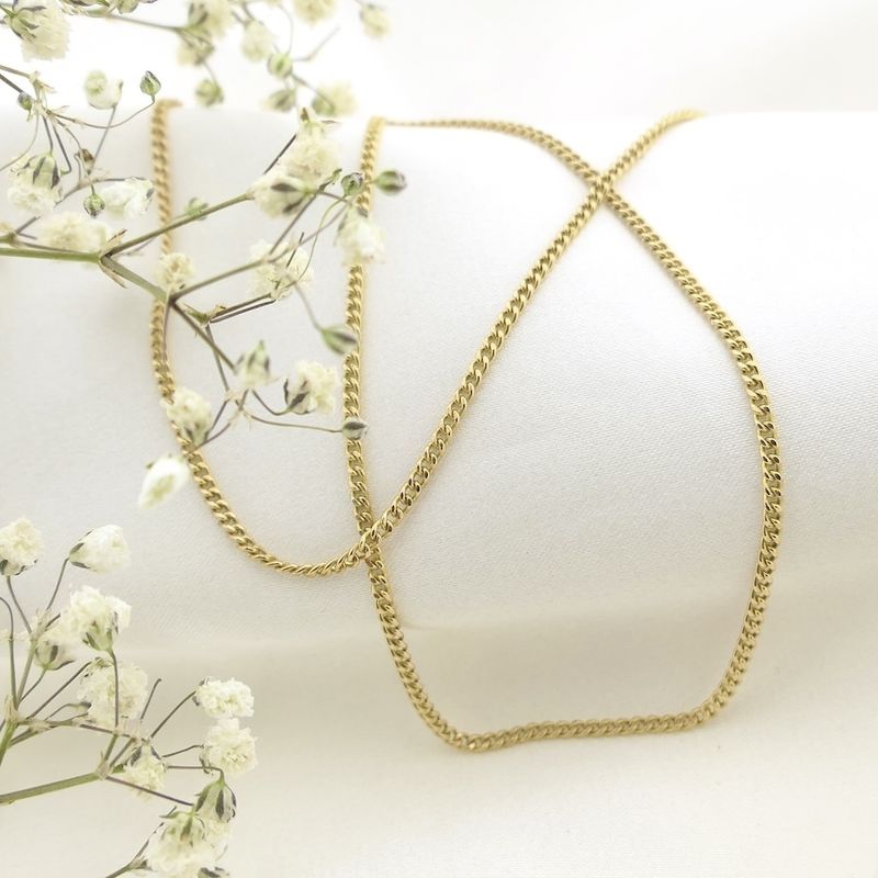 Image 3 of Gold gourmet link chain | 52 cm