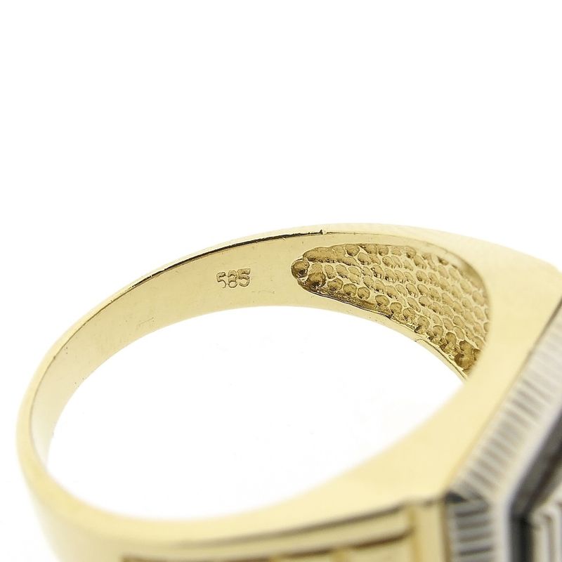 Image 6 of Two-tone gold ring with onyx and zirconia