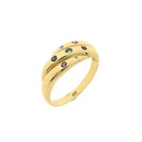 Gold ring with a mix of gemstones | diamond 0.01 ct.