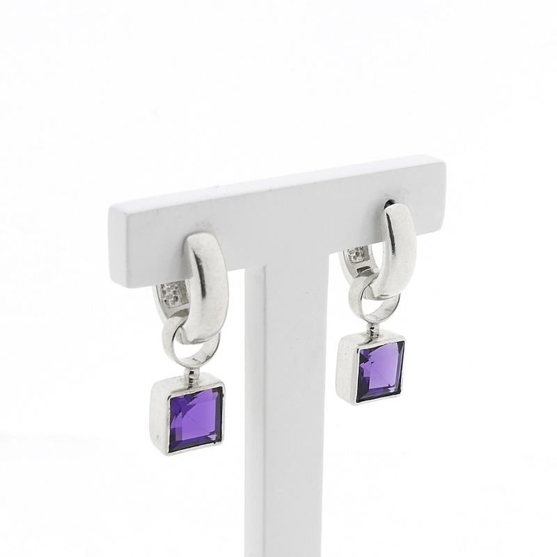 Image 3 of Silver earrings with amethyst