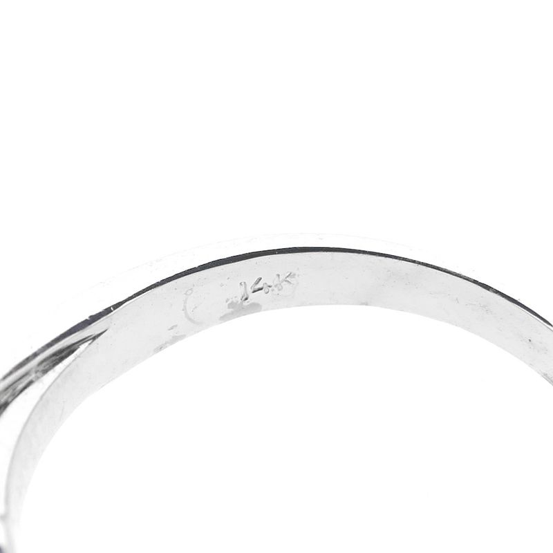 Image 8 of White gold solitaire ring with white and blue diamonds; 0.74 ct.