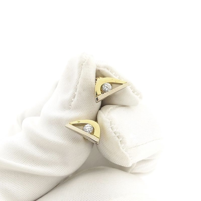 Image 7 of Bicolor gold stud earrings with zirconia