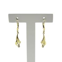 Gold long earrings with diamond | 0.06 ct.