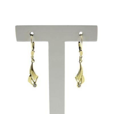 Image 1 of Gold long earrings with diamond | 0.06 ct.