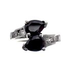 Image 2 of Silver 'twist' ring with onyx and zirconia