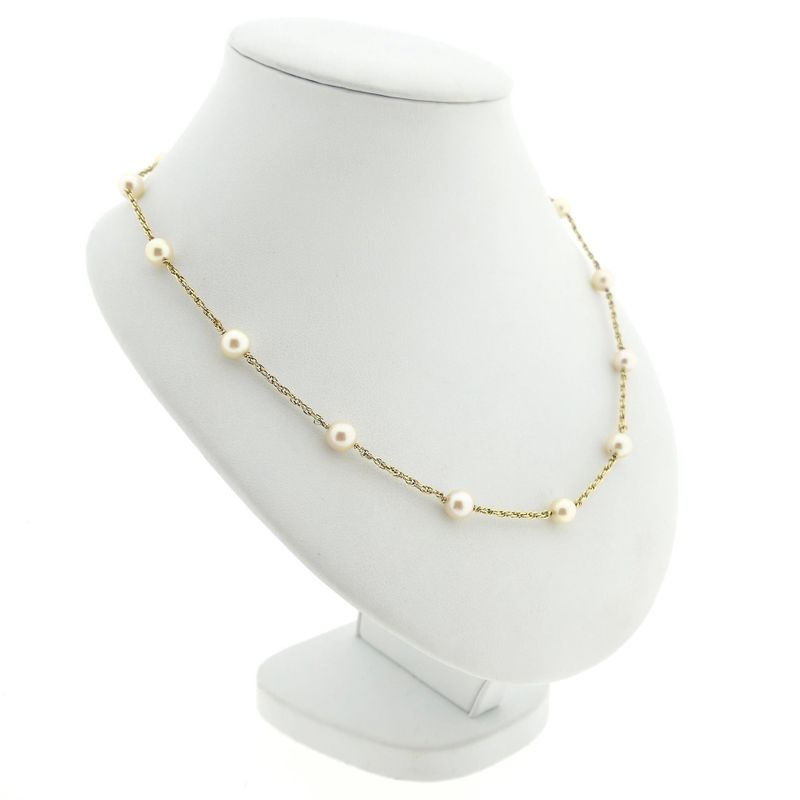Image 3 of Gold Singapore link chain with pearls