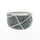 Image 5 of White gold ring with sapphire, emerald and diamonds; Approx. 0.28 ct.