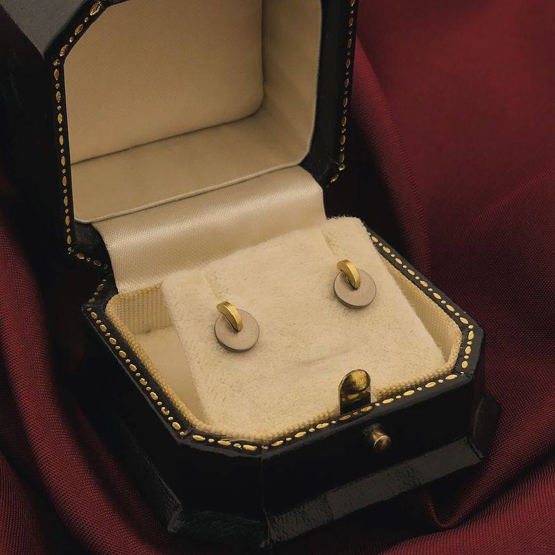 Image 2 of Gold stud earrings with titanium