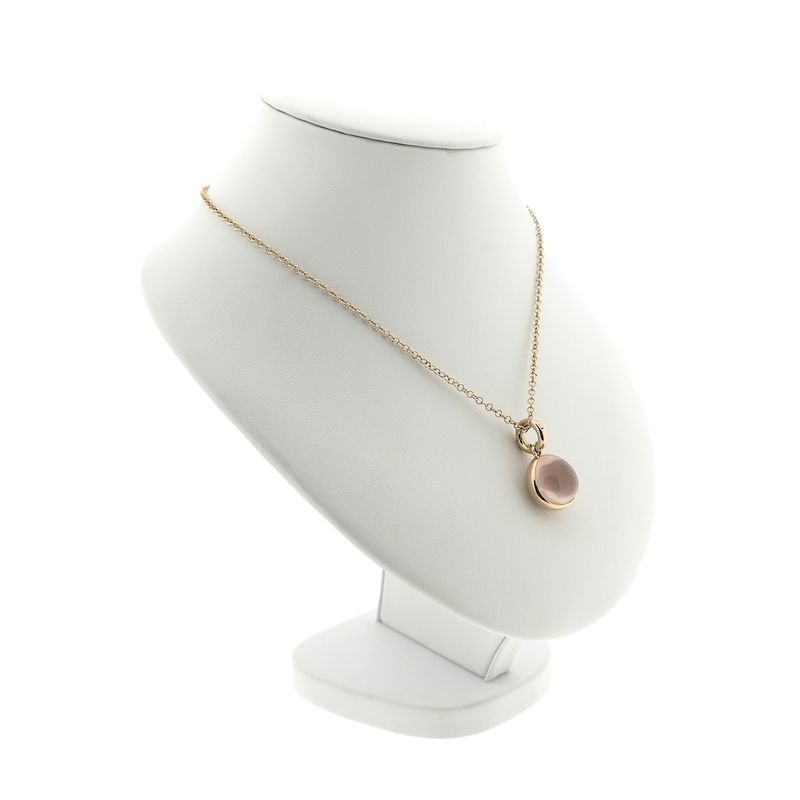 Image 3 of 18-karat gold jasseron necklace with a fixed rose quartz pendant; 38.5 cm - 43.5 cm | Tirisi
