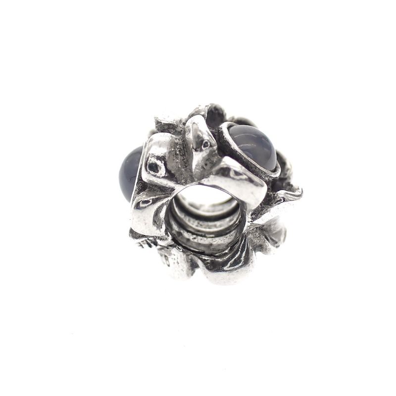 Image 4 of Pandora charm; Silver; Silver Flower Charm with moonstones