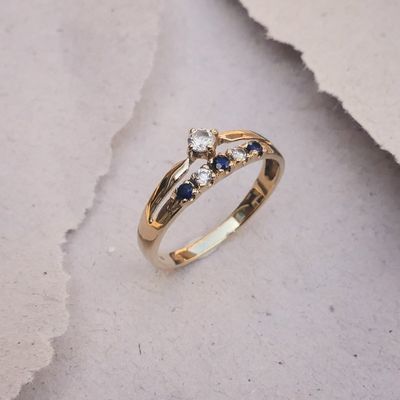 Image 2 of Gold ring with zirconia and sapphire