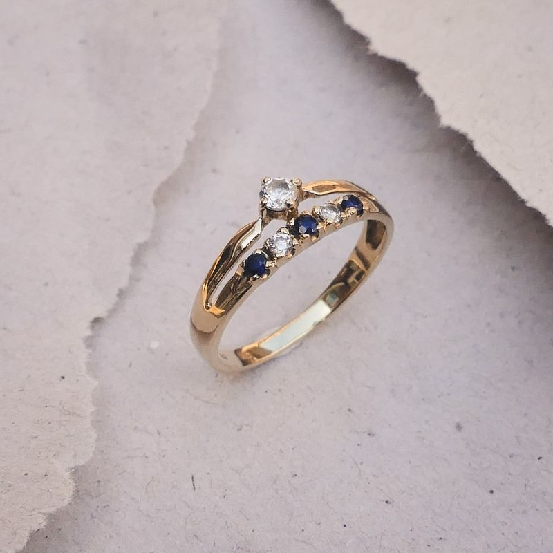Image 2 of Gold ring with zirconia and sapphire