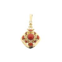 Gold pendant with blood coral