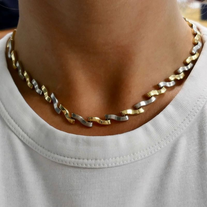 Image 10 of 18K Bicolor Gold Fantasy Link Necklace | 40.5 cm