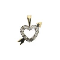 Gold pendant of a heart with arrow