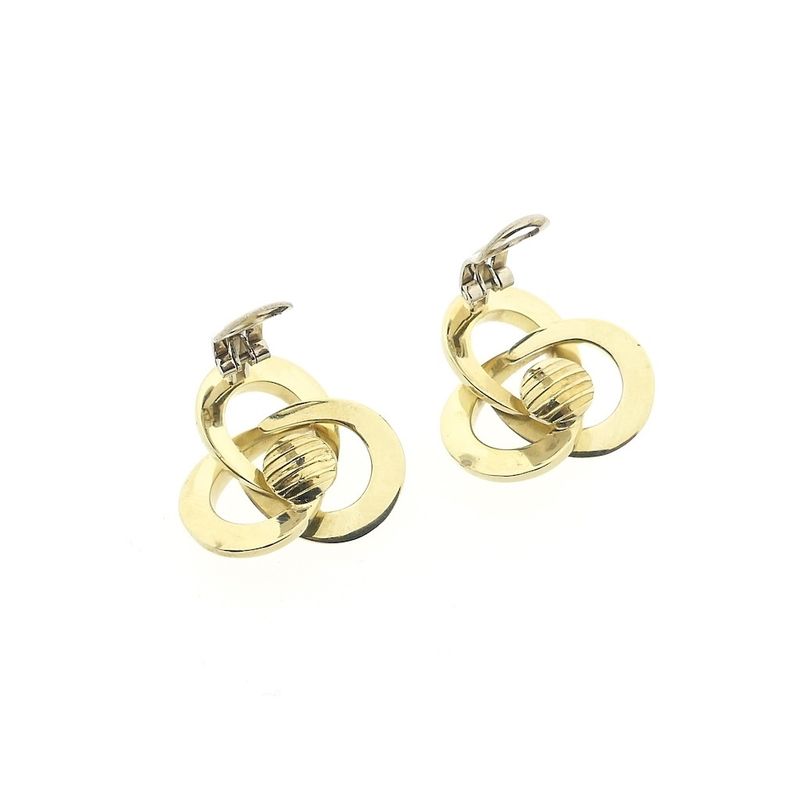 Image 9 of Vintage two-tone gold clip-on earrings as a knot