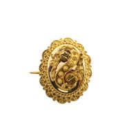 Antiek gouden broche van een mutsenbel 