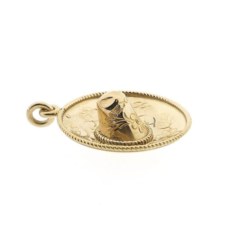 Image 7 of Gold sombrero pendant | Mexico