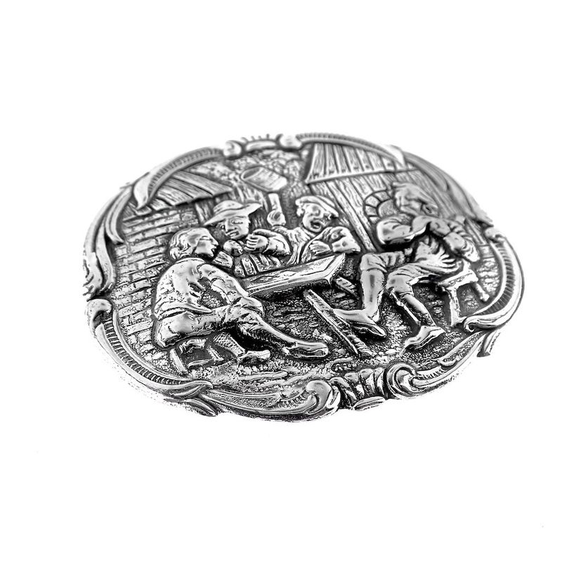 Image 2 of Antique silver brooch with scene