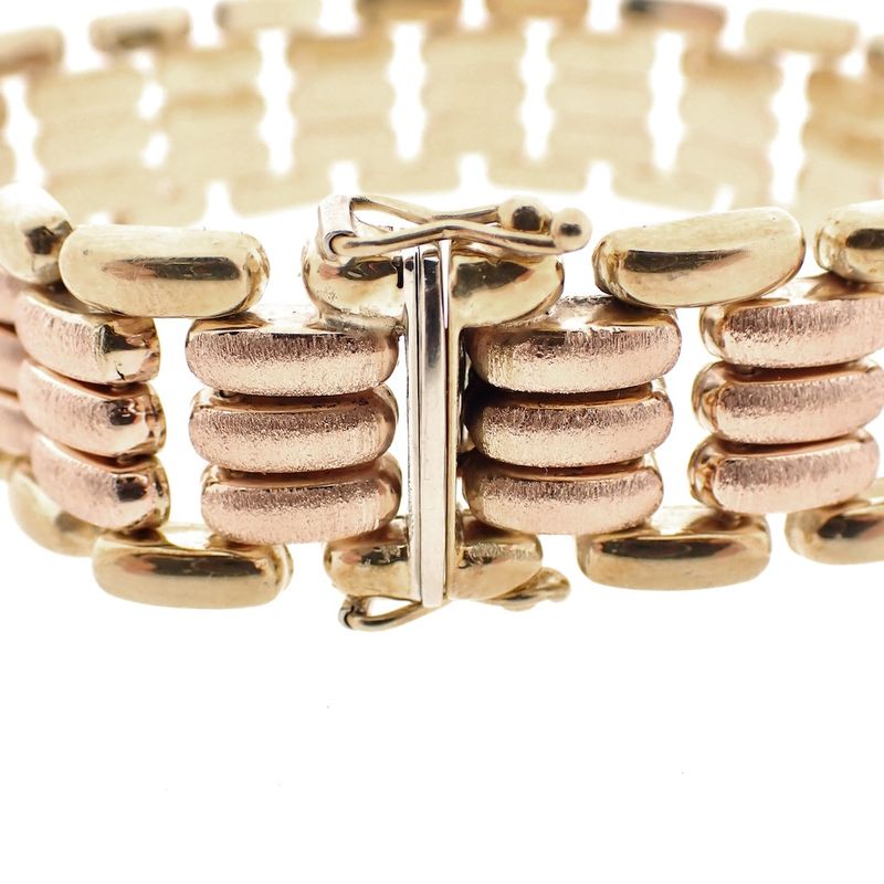 Image 7 of Vintage two-tone gold wide link bracelet