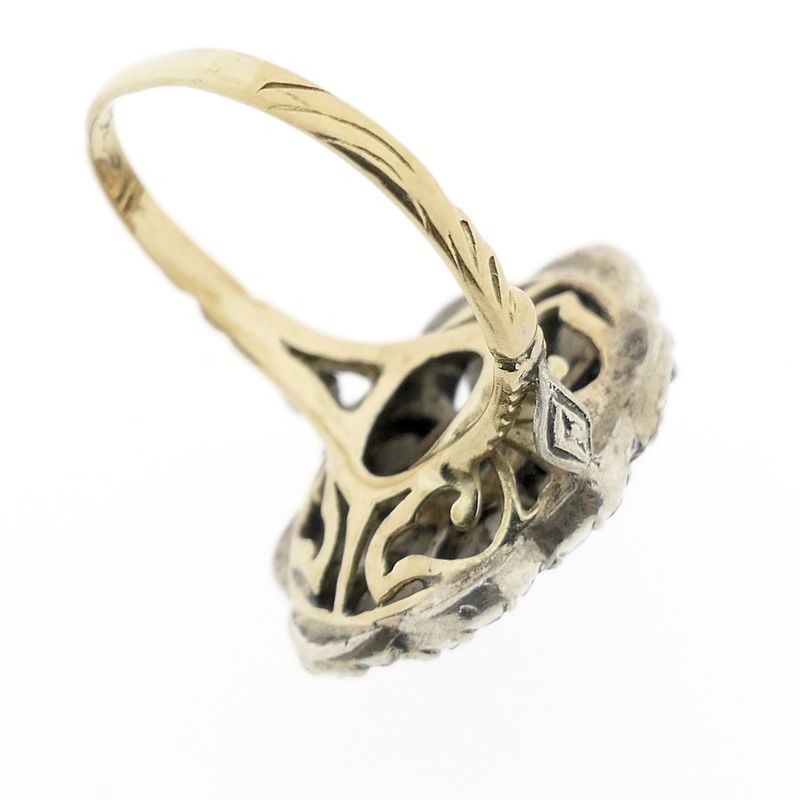 Image 6 of Victorian gold ring with rose-cut diamonds; approx. 0.40 ct.